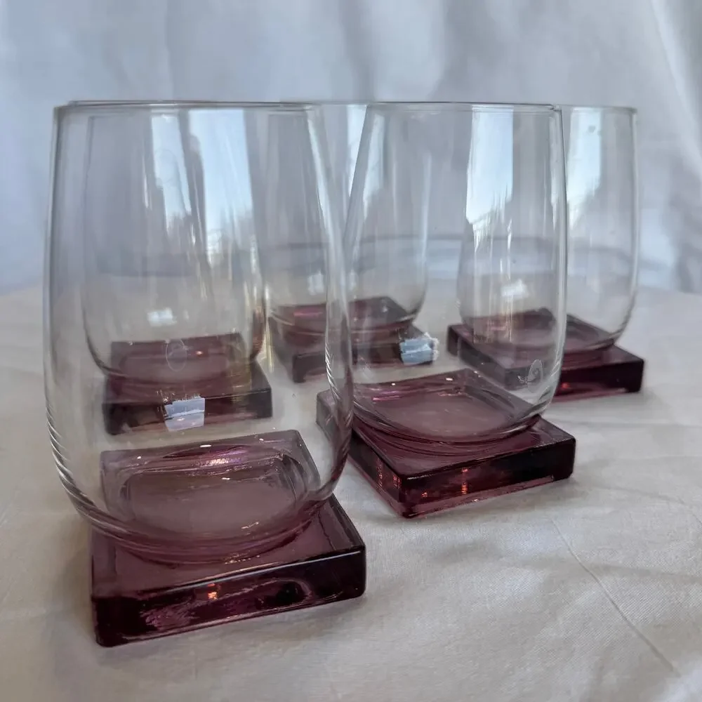 Wine glasses with Square Purple Base Set of 5